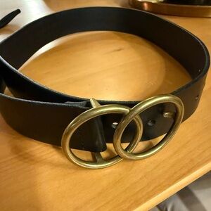 Auxiliary Black Belt with Double Gold Buckle